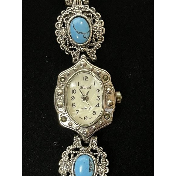 Marce VTGl Mother of Pearl Face Faux Turquoise Watch (Needs Battery Untested) - Picture 3 of 7